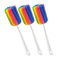 Guerbrilla 3Pcs Multipurpose Sponge Dish/Storage Box/Bowl/Baby Bottle/Wine Glasses/Pot/Test Tube Cleaning Brushes, 9.8x1.8in (3)