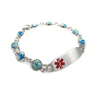 My Identity Doctor - Customized Medical Bracelet for Women with Engraving - 1cm Steel, Glass - Red - Wrist Size 8 Inch