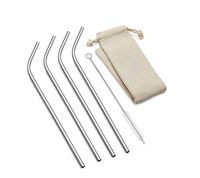 Outset 76624 Stainless Steel Bent Long Reusable Straws, 1 x 3.5 x 11.75 inches