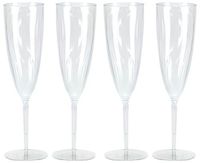 Hard Plastic 1-Piece Champagne Flute, 6-Ounce Capacity, Clear Plastic Champagne Glasses 8 Count