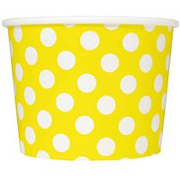 Yellow Paper Dessert Cups - 12 oz Polka Dotty Ice Cream Bowls - Perfect For Your Yummy Foods! Many Colors & Sizes - Frozen Dessert Supplies - 100 Count