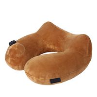ROSENICE Neck Support Pillow Soft U-Shape Travel Automatic Inflatable Pillow(Brown)