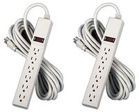 Fellowes 6-Outlet Office/Home Power Strip, 15 Foot Cord - Wall Mountable (99026) (Pack of 2)