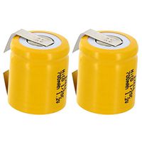 2x Exell 1/2SC NiCD 700mAh 1.2V Flat top Rechargeable Battery with Tabs