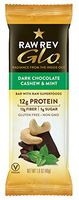Raw Rev Glo Protein Bars, Dark Chocolate, Cashew & Mint, 1.6 Ounce (Pack of 12), 12g Protein, 5g Sugar, 12g Fiber, Vegan, Plant-Based Protein, Gluten-Free Snack Bar