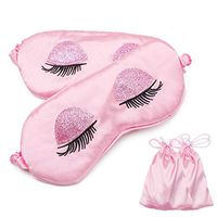 Silk Eye Sleep Mask Soft Sleeping Mask with Adjustable Elastic Strap Sequin Eyelashes Blindfold Comfort Eye Shade Cover for Kids Girl Women Men