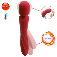 MEIPER Computer LED Heating Vibrator with USB Cable Rechargeable Whisper Quiet,Waterproof, Handheld, Cordless,Adjustable 10speed for Shoulder Neck and Back Waist Hips,Full Body Pain Relief (Pink)