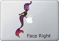 Mermaid - Sirena - Vinyl MacBook Laptop Decal Sticker - Copyright Yadda-Yadda Design Co. (3.5"w x 8"h) (Color Choices) (MD, Purple Face Right)