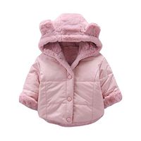 Baby Girls Winter Fleece Coat, Toddler Kids Cold Weather Hoodie Snowsuit Cartoon Bear Ear Warm Thick Jacket Outwear (Pink, 12-18 Months)