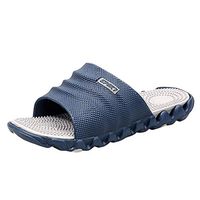 Yomiafy Men's Leisure Massage Health Slippers Outdoor Non-Slip Beach Home Shower Sandals(Dark Blue,US:10)