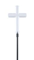 Moonrays 93243 Solar Stake Light Made of Clear Plastic with White LED Light, Cross Design, Eco Friendly, Automatic Light, Beautiful Accent for Gardens or Yard, Easy Installation