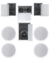 7.1 Home Theater Flush Inwall/Ceiling Speaker Package- Two Inwall 6.5" 2-way Speakers, One Inwall Dual 5.25" 2-way Center Speaker, Four Ceiling 6.5" 2-way Speakers, and One 8" Inwall Subwoofer