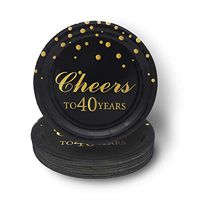 Pandecor 40th Birthday Party Supplies,50 PCS Cheers to 40 Years Disposable 7 Inch Paper Plates Dessert Plates for 40 Years Anniversary Party