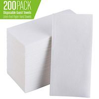 [200 Pack] Disposable Guest Towels Soft and Absorbent Linen-Feel Paper Hand Towels Durable Decorative Bathroom Hand Napkins for Kitchen,Parties,Weddings,Dinners or Events,White
