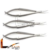 LAJA Imports 3 Pcs Micro Scissors 5.5" Curved Castroviejo Stitch Cutting Embroidery Spring Action Extra Sharp for Ent Eye Skin Dental Veterinary