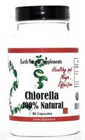 Chlorella 1300mg * Earth Natural , 90 Capsules - Single-celled Algae , No Preservatives, No Fillers