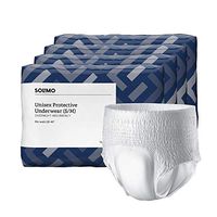 Amazon Brand - Solimo Incontinence Underwear for Men and Women, Overnight Absorbency, Small/Medium, 64 Count (4 packs of 16)