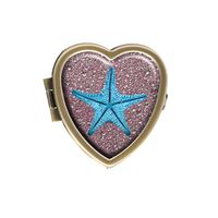GDEE Single Blue Starfish Custom Fashion Bronze Heart Shaped Pill Box Holder Management Case Decorative Box Or Wallet