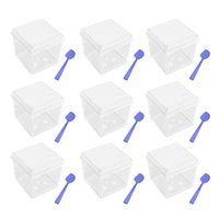 Gosear 20Pcs 120ml Mini Small Plastic Cube Dessert Cup with Lids and Spoons for Pudding Chocolate Mousses Shortcake Tiramisu Sauce Starter Party Tableware Disposable Reusable Party Dishes