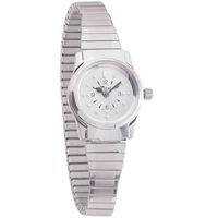 Ladies Chrome Quartz Braille Watch with Chrome Expansion Band