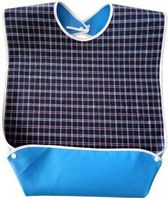 Waterproof Dining Bib for Men Women Washable Reusable Waterproof Apron Set for Elderly, Seniors and Disabled Clothing Protector, Blue