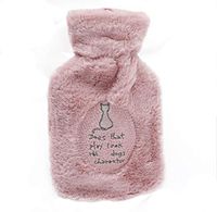 LLQ Hot Water Bottle Hand Warmer, Winter 1 Liter Hot Water Rubber Bag with Flannel Cover Portable Reusable Hot & Cold Therapies Pain Relief - Pink