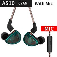 KZ AS10 Headphones 5BA Balanced Armature Driver HIFI Bass Earphones In Ear Monitor Sport Headset Noise Cancelling Earbuds (With Mic, Blue)