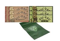 Zig Zag Unbleached 1 1/4 Rolling Paper (3 Packs), Zig Zag Organic Hemp 1 1/4 Rolling Papers (3 Packs), with Leaf Lock Gear Smell Proof Pouch- 7 Item Bundle