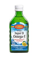 Carlson - Super D Omega-3, Wild-Caught Norwegian Arctic Cod Liver Oil, 2000 IU (50 mcg) Vitamin D3, 1100 mg Omega-3s, Sustainably Sourced Nordic Fish Oil Liquid, Lemon, 250 ml