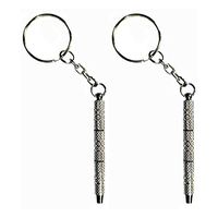 2PCS 3 in 1 Colorful Mini Precision Screwdriver with Keychain-Eyeglass, Sunglass, Watch, Jewelry, Electronics, Toy Repair Kit (Full Silver)