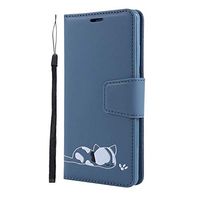 Samsung Galaxy Note 10 Case, 3D Shockproof Wallet Notebook Phone Case Embossed Cute Cat PU Leather Flip Cover with Magnetic Closure Stand Card Holder Slot Folio TPU Bumper Protective Skin Navy Blue