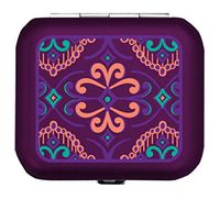 Light Weight Metal Divided Pill Box Case Emerald Meadows Mauve Mosaic