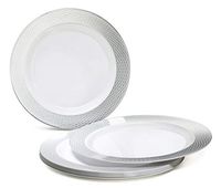 " OCCASIONS" 240 Plates Pack, Heavyweight Disposable Wedding Party Plastic Plates (6.25'' Dessert/Bread Plate, Diamond in White & Silver)
