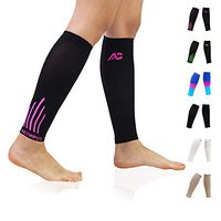 Compression Calf Sleeves (20-30mmHg) for Men & Women- Leg Compression Socks for Shin Splint,Running,Medical, Travel, Nursing (Black/Pink, X-Large)