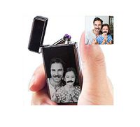Personalized Photo Lighter Custom USB Rechargeable Lighter Windproof (Black)