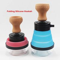 Silicone Aluminum Hookah Set Folding Shisha Super Mini Portable Travel Narguile Charcoal Metal Plate Soft Water Hose Silicon Cup Flash Colorful Light Funnel Bowl Filter Random Color