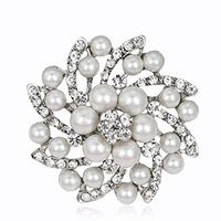 Women Rhinestone Flower Bouquet Brooch Pins Wedding Jewelry Scarf Clip Pins Daily Popular Fashion Creation Girls Woman Girl Jewerly Design Womans Accesories