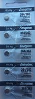 Energizer 364 363 Silver Oxide Watch Batteries 5pk SR621SW SR60