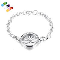 constantlife Sturdy 316L Stainless Steel Chain Bracelet Essential Oil Diffuser Lockets Fragrancy Jewelry (8 Lotus)