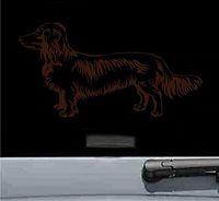 JS Artworks Long haired Dachshund Vinyl Decal Sticker (Chocolate Brown)