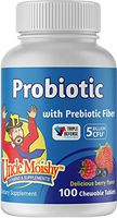 Uncle Moishy Kids Probiotics with Prebiotic Fiber 5 Billion - Berry Flavor - 100 Chewable Tablets