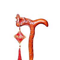 Elderly supplies Old Wooden Cane, Wood Carving Crested Solid Wood Walking Stick, Lightweight Non-Slip Traditional Ladies Walking Stick