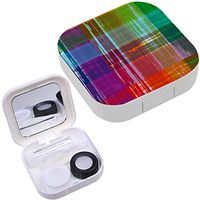 Portable Contact Lens Case Box Travel Kit Mirror + Bottle + Tweezers Container Holder [ Rainbow Colorful ]