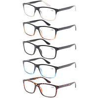 Kerecsen 5 Pack Spring Hinge Reading Glasses Fashion Men Large Frame Readers (5 Pack Mix Color, 1.75)