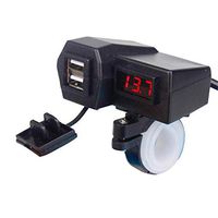 qwrew 60CM Double USB Adapter Motorcycle Accessories Car Charger Dual 3.1A USB Cigarette Lighter Voltmeter Display Waterproof Wiring