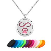 JewelryJo Infinity Dog Cat Paw Print Aromatherapy Essential Oil Diffuser Necklace Gift Women Youngs Perfume Locket Pendant with Pads