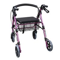 Standard Walkers Walker Folding Portable Shopping Cart Elderly Four-Wheeled Trolley Lightweight Walker Buy Food Truck Lower Limb Rehabilitation Training Equipment (Color : Purple, Size : 6168cm)