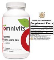 Omnivits Optimal Magnesium 125 | Albion®’s TRAACS® Magnesium Lysinate Glycinate (Mineral Amino Acid Chelate) & Di-Magnesium Malate | Enhanced Absorption | 120 Vegetarian Capsules