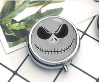Compact 3 Compartment Medicine Case, Pill Box for Pocket or PursePill Box Decorative Pill Case with Gift Box Nightmare Before Christmas Jack Skellington