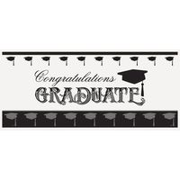 Classic Graduation Party Wall Banner & Photo Booth Prop, 60” x 27”